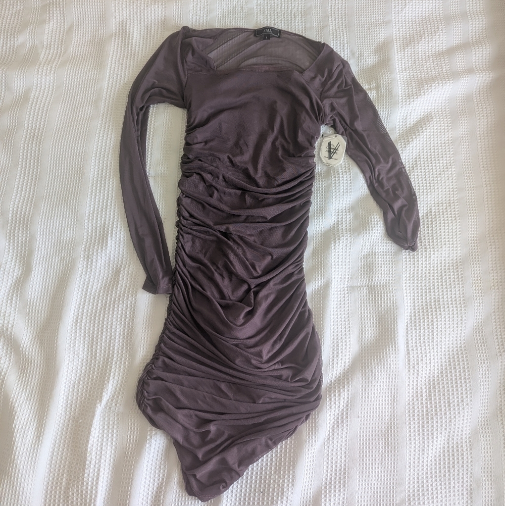 Mesh Ruched Midi Dress